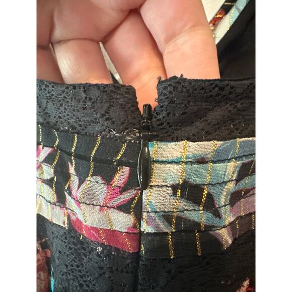 Rococo Sand Metallic Moonlight Print Ruffle Mini Dress Black Multicolor Sz Small - Picture 6 of 10